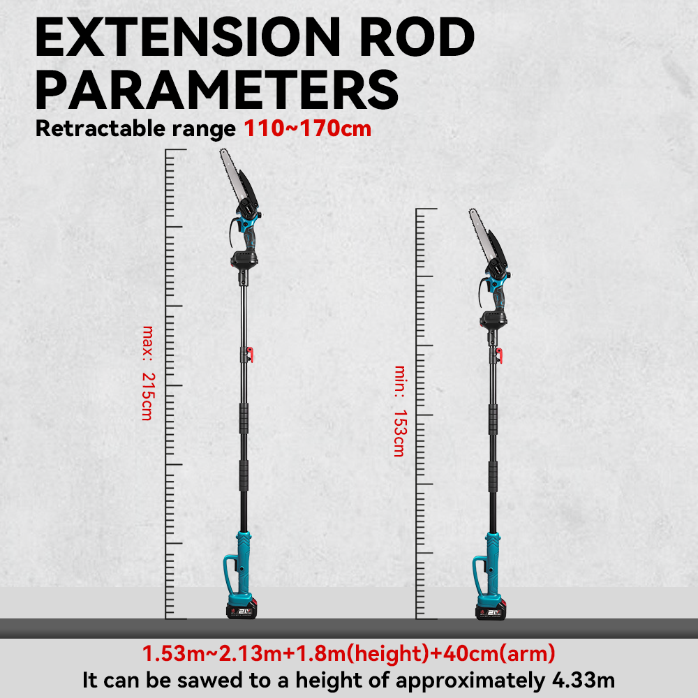 ONEVAN 8" Brushless Pole Saw Kit – 1.7m Extendable | For Makita 18V Battery