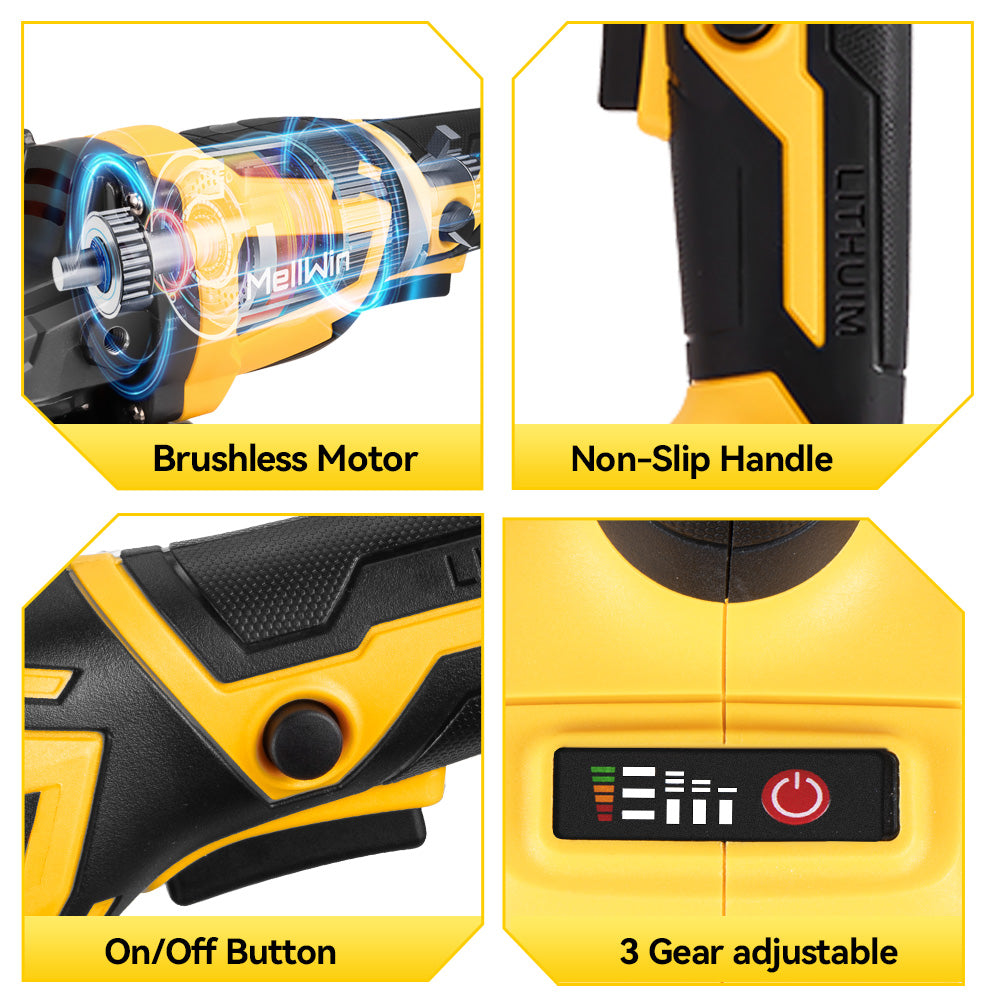 ONEVAN 125mm Brushless Cordless Angle Grinder Kit 3 Gears | For Makita 18V Battery