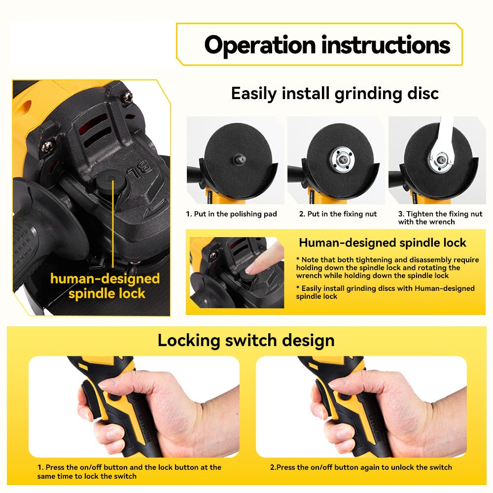 ONEVAN 125mm Brushless Cordless Angle Grinder Kit 3 Gears | For Makita 18V Battery