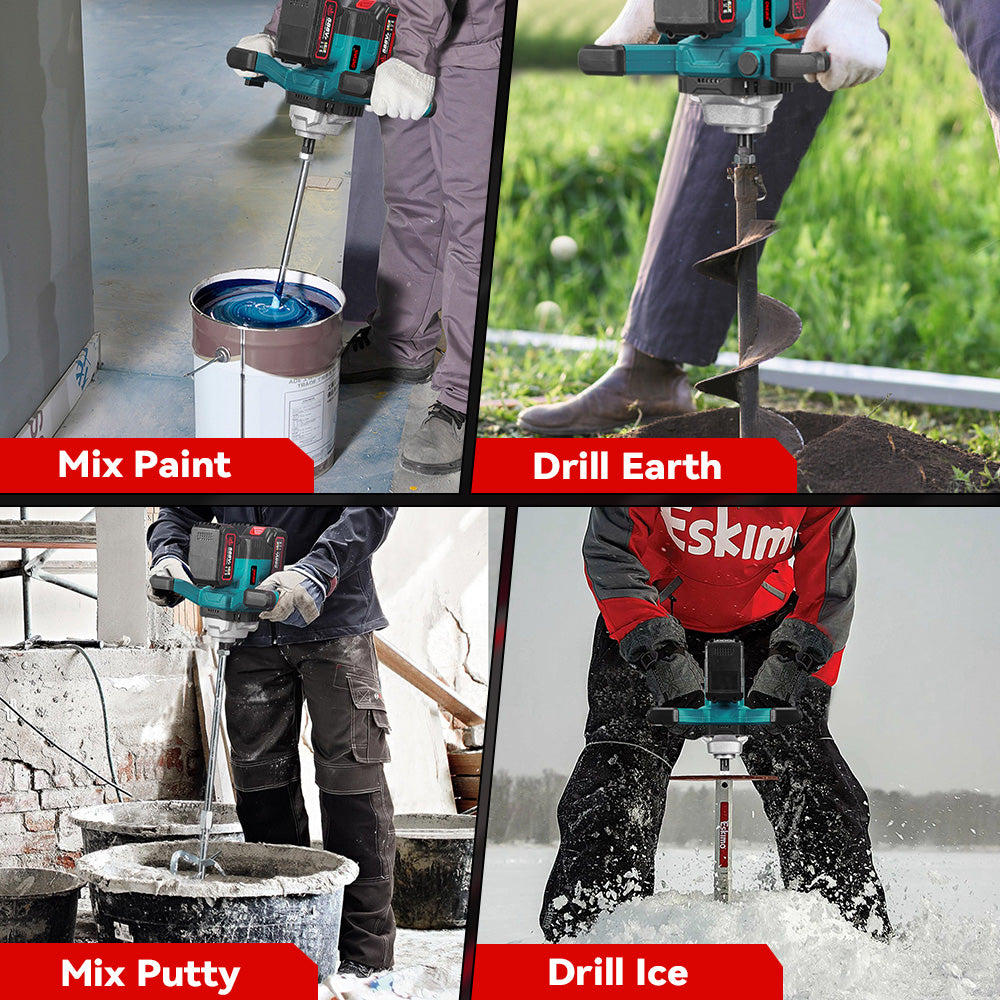 ONEVAN 6-Speed Cordless Brushless Concrete Mixer, LED Display | For Makita 18V Battery