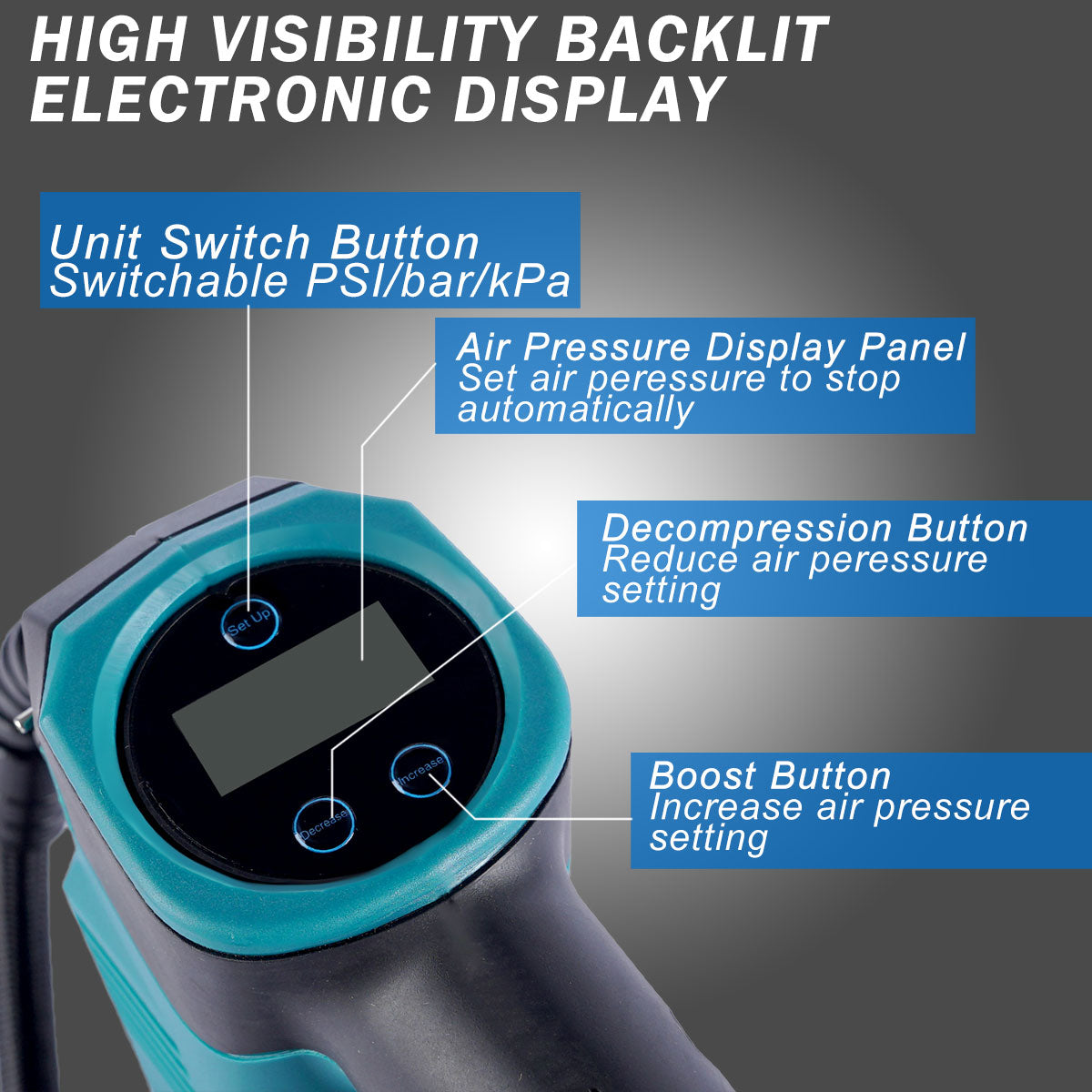 ONEVAN High Pressure Cordless Inflatable Pump With Digital Display