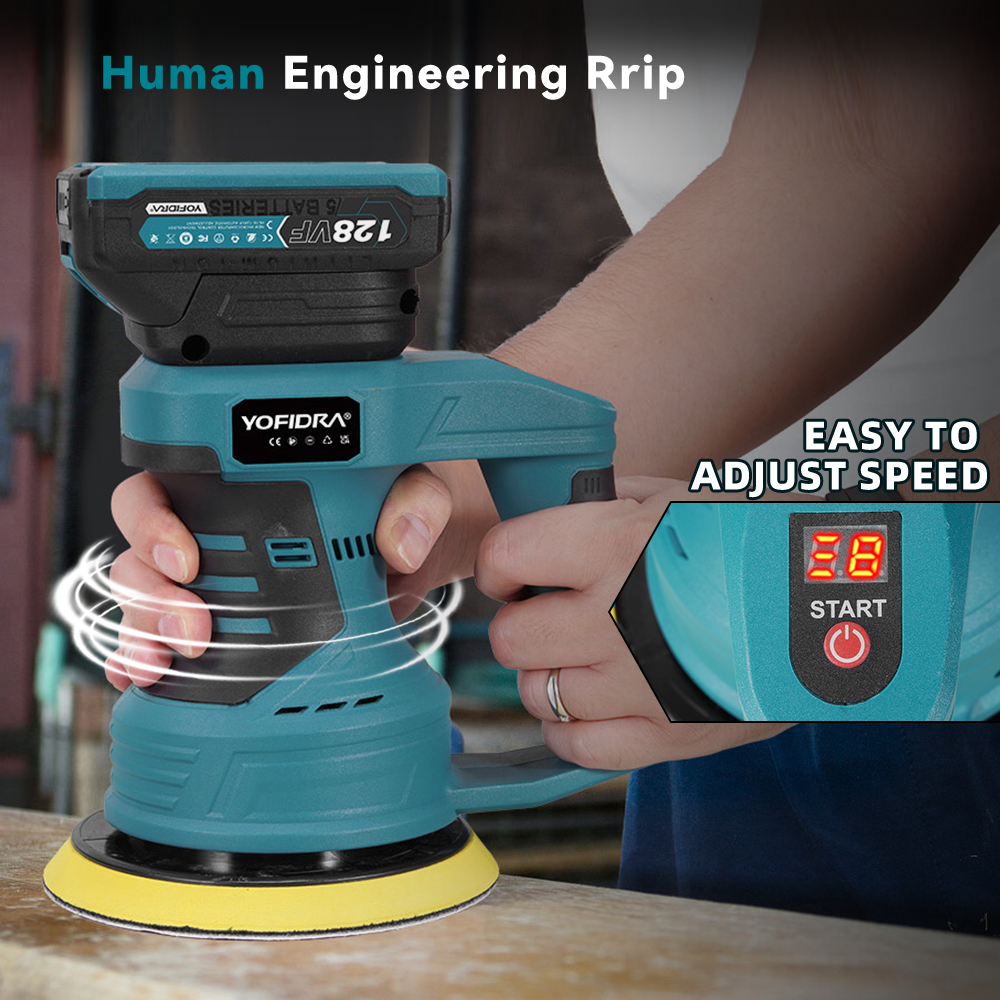 Pulidora de coche inalámbrica ONEVAN de 150 mm y 8 velocidades | Para batería Makita de 18 V