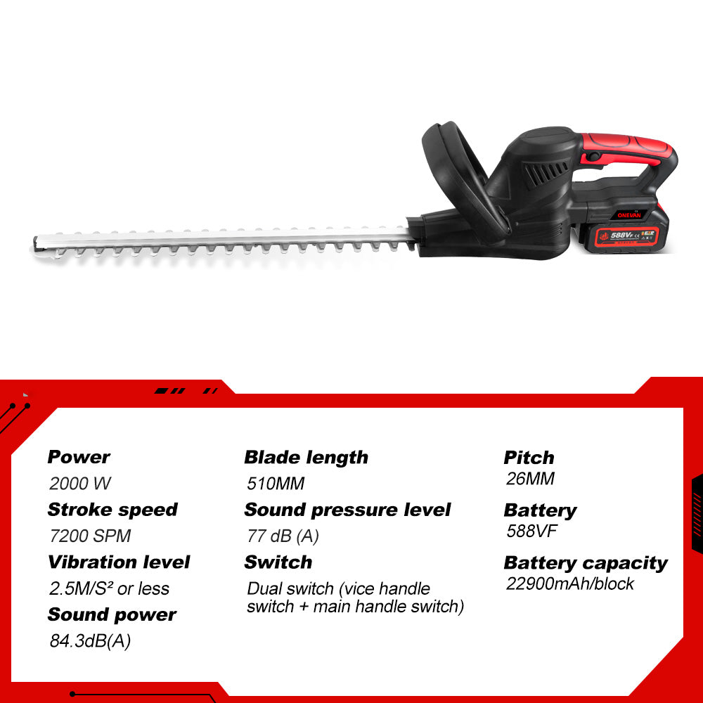 ONEVAN 30-mm- und 50-mm-Gartenschere | 8-Zoll-Kettensäge und 8-Zoll-Stangenkettensäge | 510-mm-Akku-Heckenschere, 5-teiliges Kombi-Set