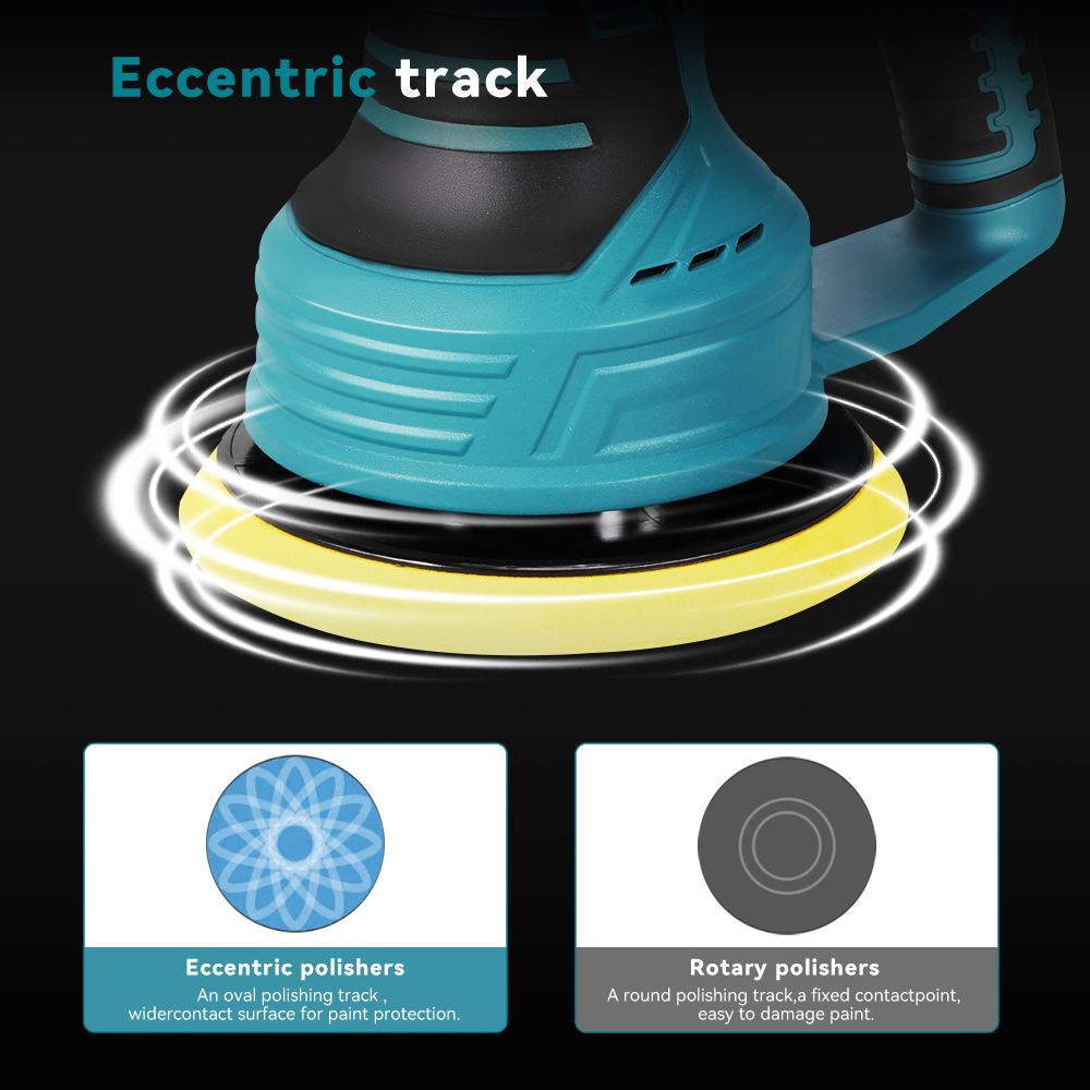 Pulidora de coche inalámbrica ONEVAN de 150 mm y 8 velocidades | Para batería Makita de 18 V