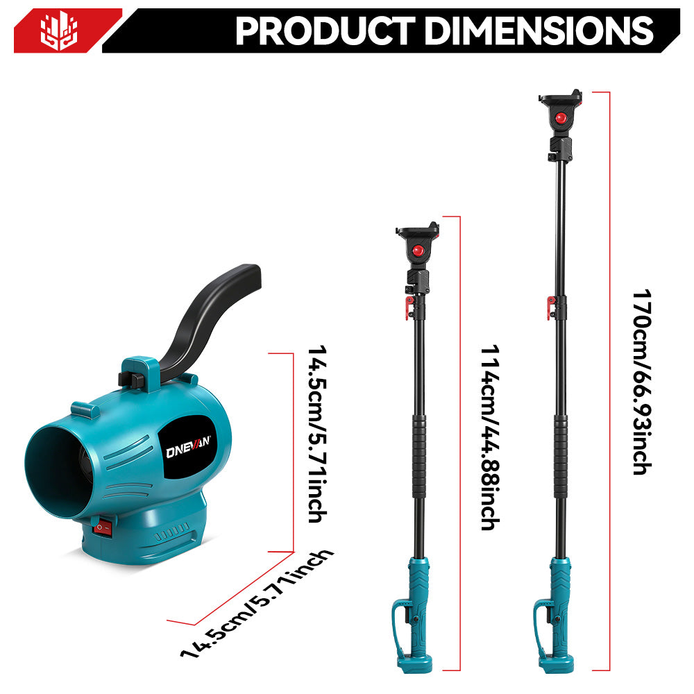 ONEVAN 3-in-1 Cordless Lawn Mower Kit with Blower & Extension Pole | 14cm Cutting Diameter