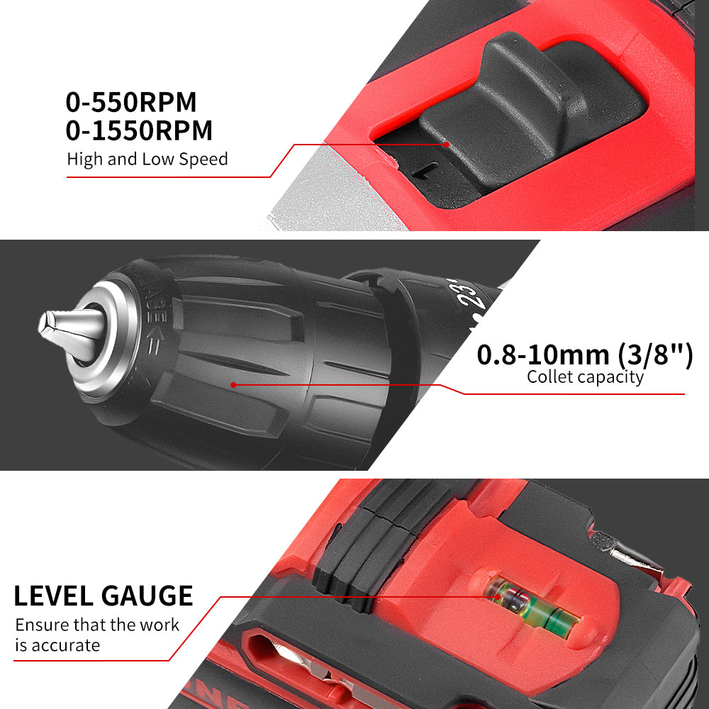 ONEVAN 10mm Cordless Impact Drill Electric Screwdriver Set With 24 Accessories | For Makita 18V Battery