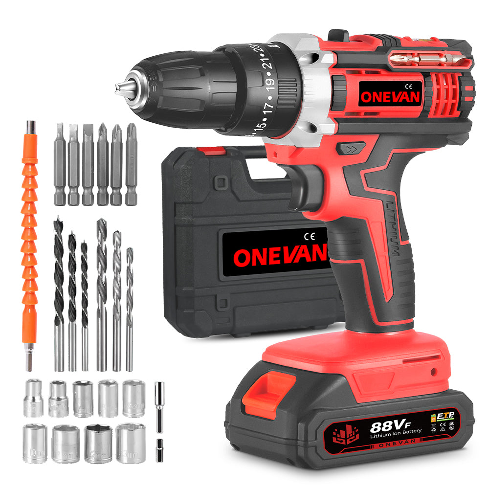 ONEVAN 10mm Cordless Impact Drill Electric Screwdriver Set With 24 Accessories | For Makita 18V Battery