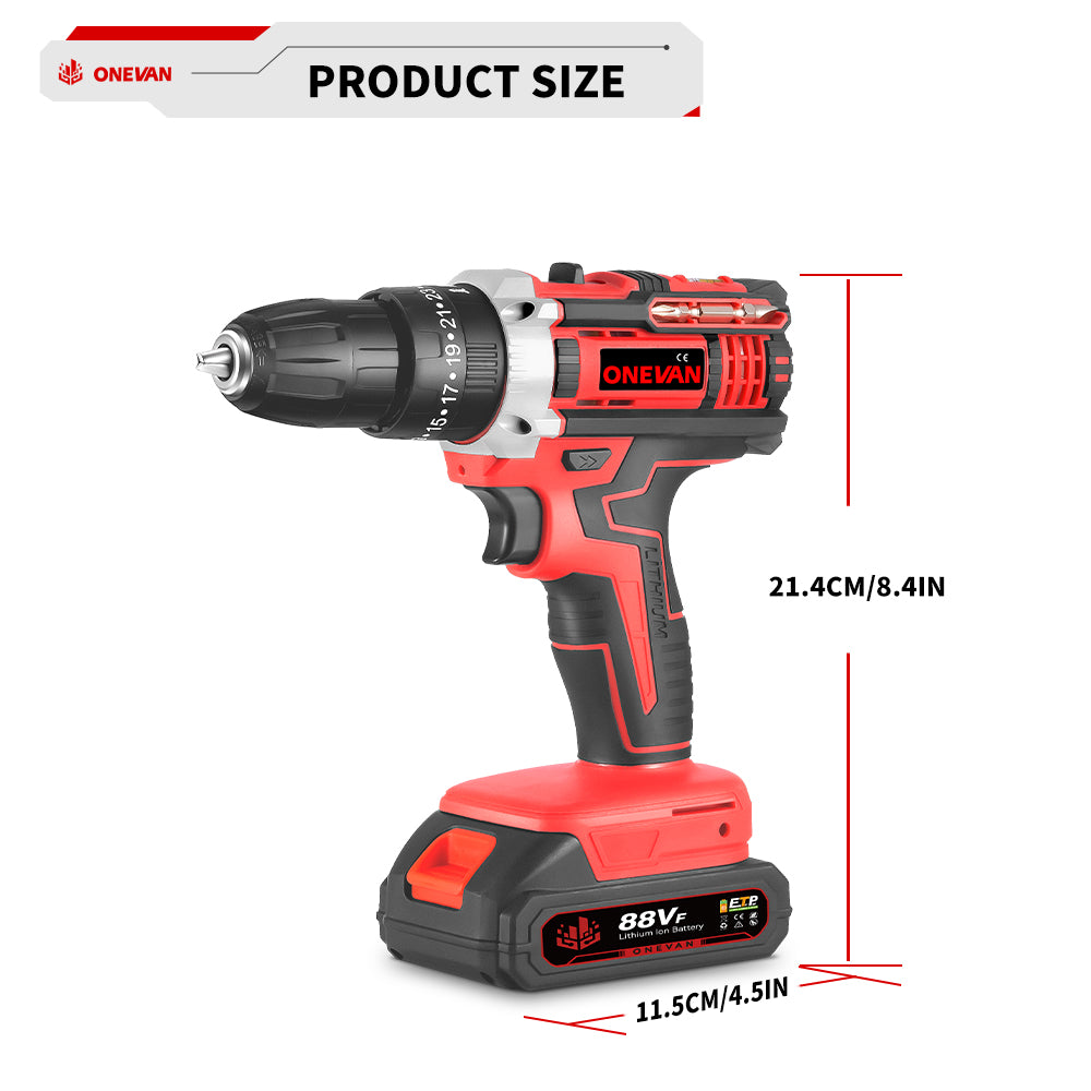 ONEVAN 10mm Cordless Impact Drill Electric Screwdriver Set With 24 Accessories | For Makita 18V Battery