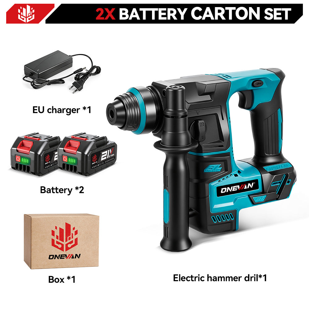 ONEVAN 24mm Brushless Rotary Hammer Drill - Concrete & Wood Drilling | For Makita 18V Battery