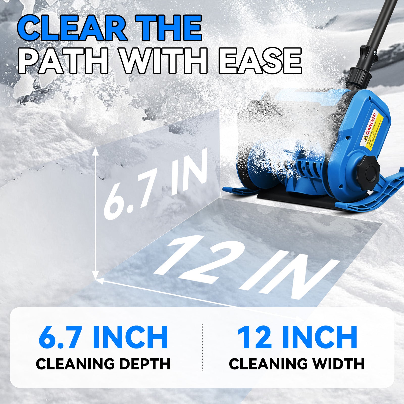 ONEVAN 12 Inch Cordless Snow Shovel Handheld Snow Thrower