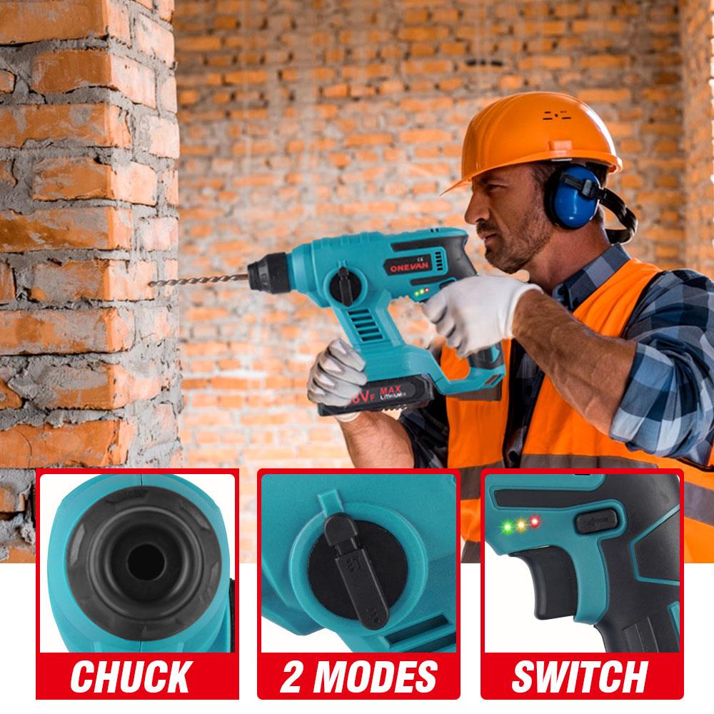 ONEVAN 1000W 8600IMP Cordless Electric Multifunction Hammer