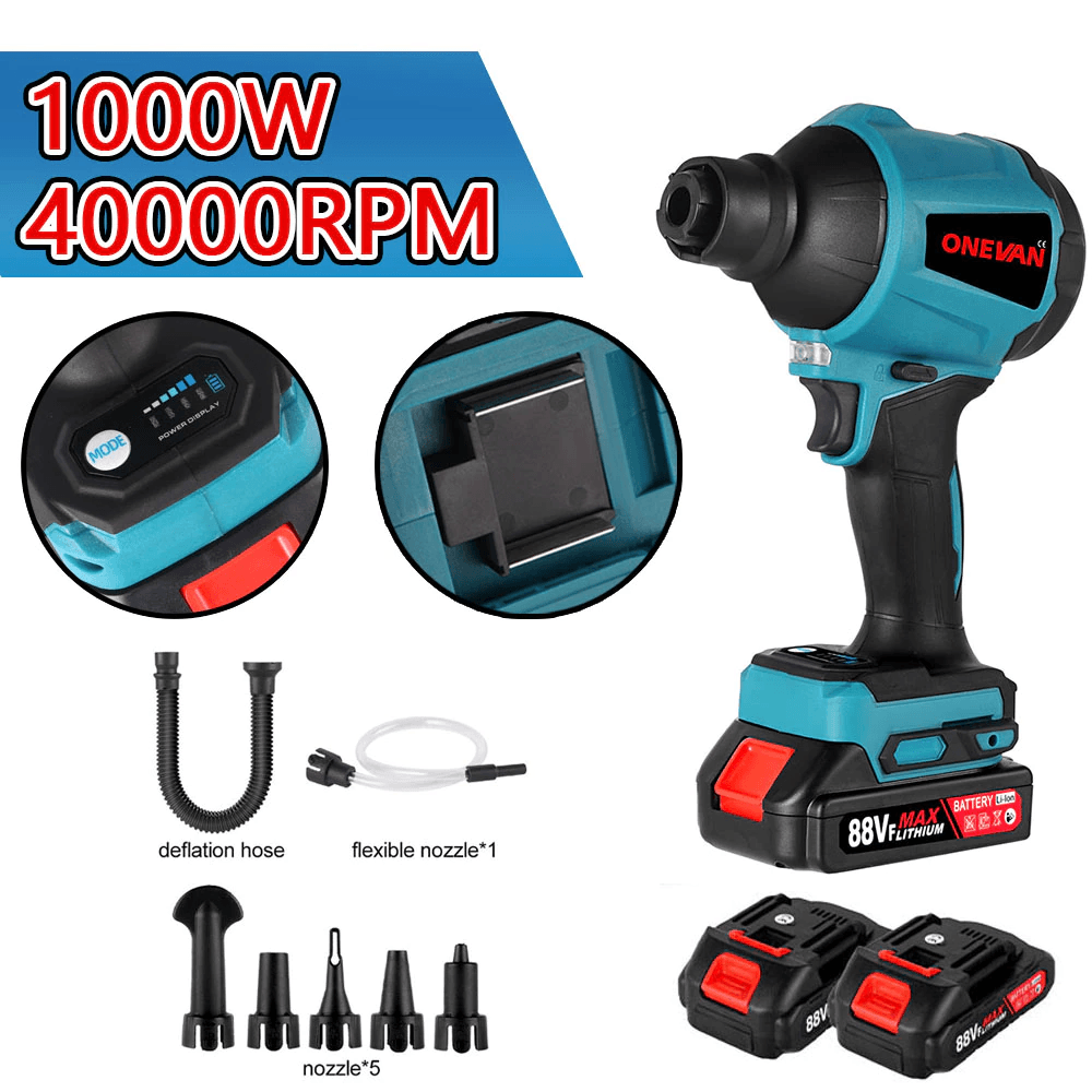 ONEVAN 1000W Multifunction Inflator Vacuum Cordless Dust Blower | For Makita 18V Battery