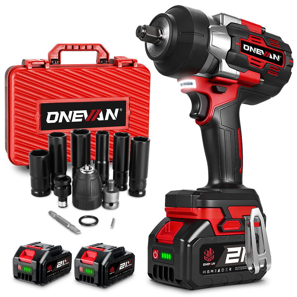 Chave de impacto elétrica sem escova ONEVAN 1/2" 1200N.m | Para bateria Makita 18V