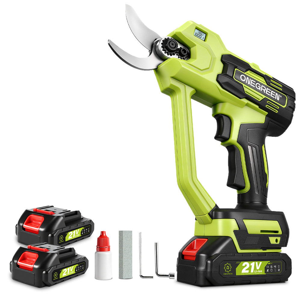 ONEVAN 30mm Brushless Cordless Pruning Shears Kit with Counter & Battery Display