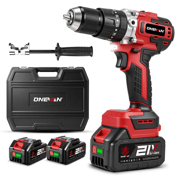 ONEVAN 13mm Brushless Hammer Drill Kit 150Nm 2-Speed 20+1 Clutch