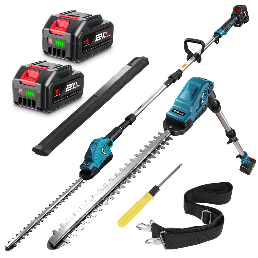 ONEVAN 20" Cordless Pole Hedge Trimmer (All-in-One) with Shoulder Strap & LED Display