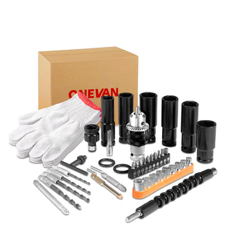 ONEVAN 44-Piece Ratchet Wrench Accessory Set with 1/2 Square Drive Sockets and Combination Kit