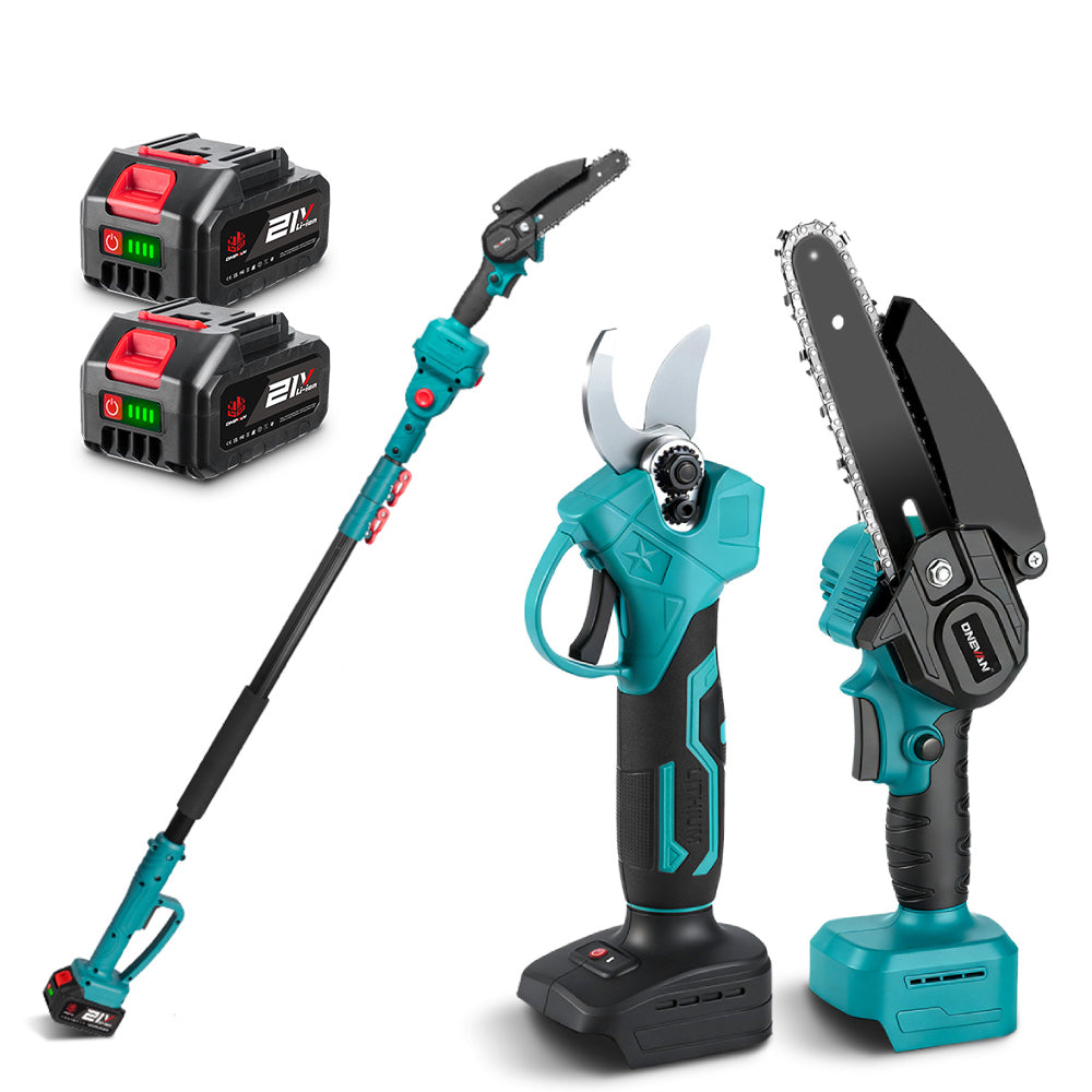 ONEVAN 6" Chainsaw & 25mm Pruner with 2m Telescoping Pole Brushless Cordless Combo Kit