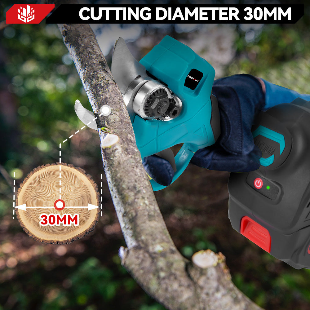 ONEVAN 30mm Brushless Electric Pruning Shear Compatible with Extension Pole