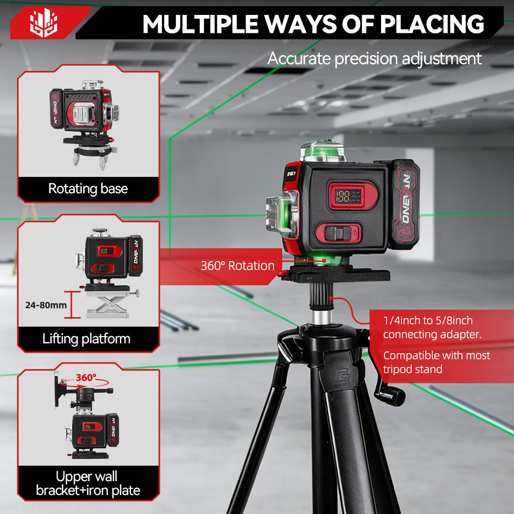 ONEVAN LK-822 16-Line 4D Laser Level | Digital Display | Rotatable Window & Base