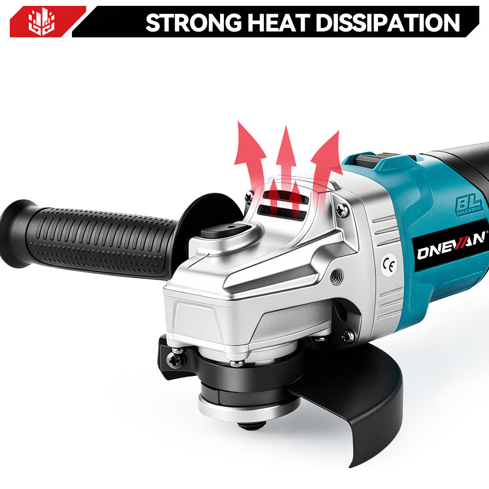 Amoladora angular inalámbrica ONEVAN de 125 mm y 6 velocidades | Para batería Makita de 18 V