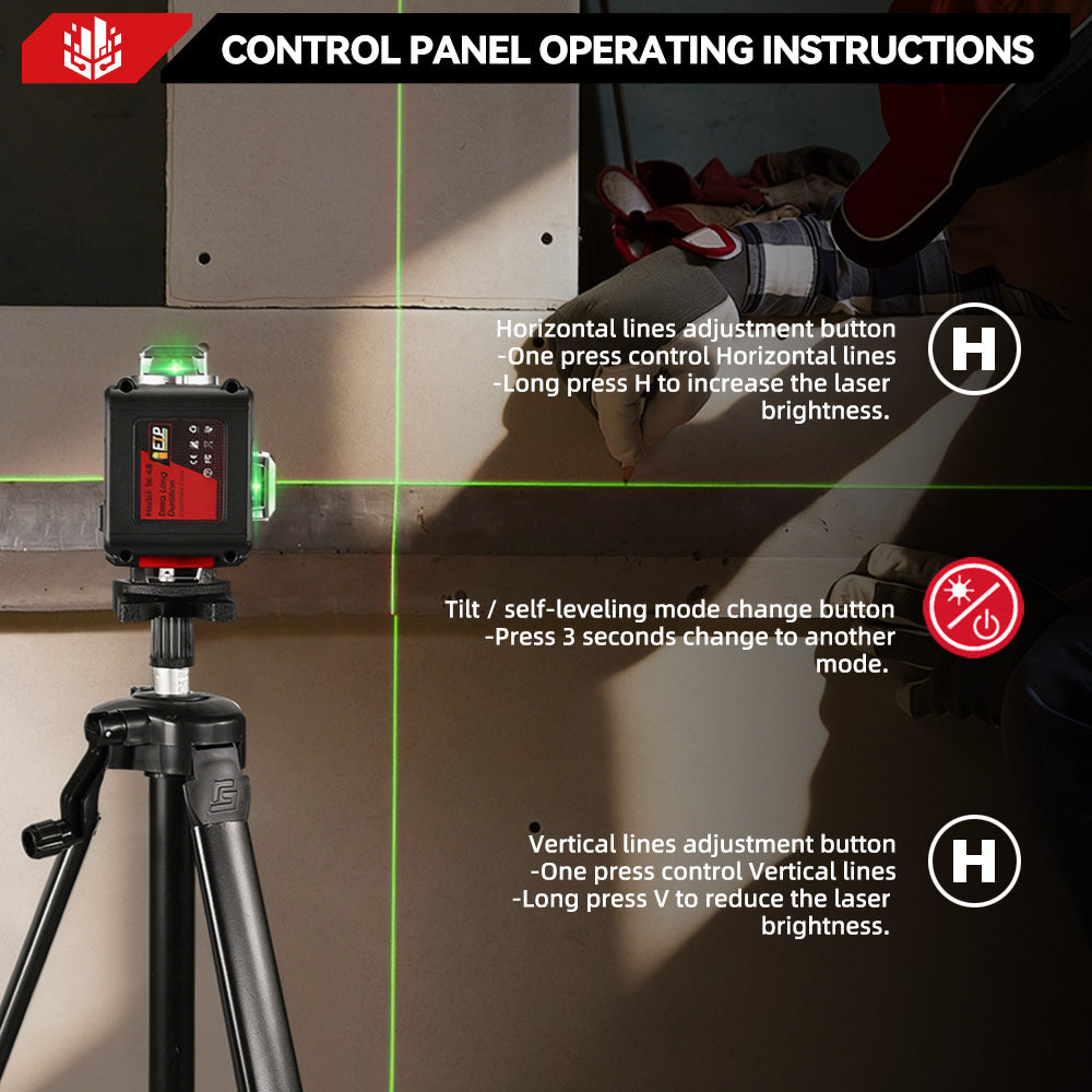 ONEVAN LK-822 16-Line 4D Laser Level | Digital Display | Rotatable Window & Base