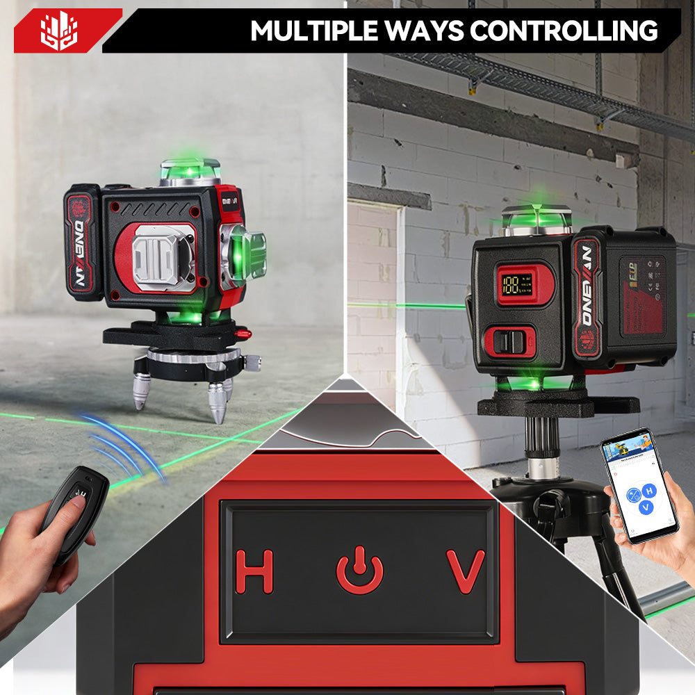ONEVAN LK-822 Pro 16-Line 4D Laser Level | Metal Base & Lifting Platform | 1M Tripod Included