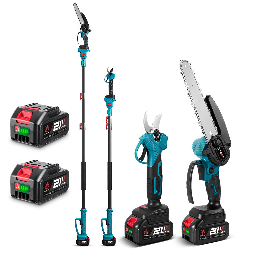 ONEVAN 8" Chainsaw & 25mm Pruner with 2m Telescoping Pole Brushless Cordless Combo Kit