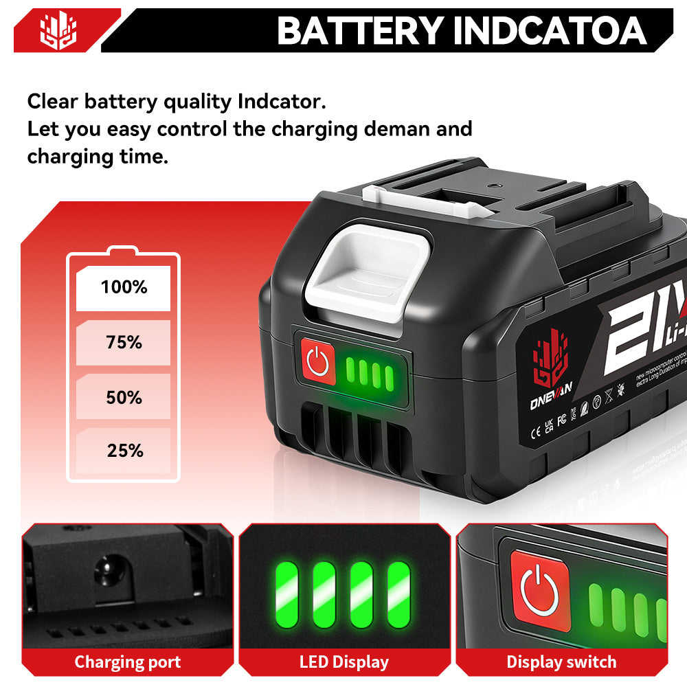 ONEVAN 18-21V Rechargeable Lithium-Ion Battery 3.0Ah