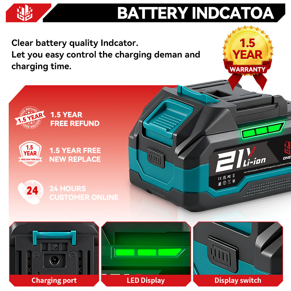 ONEVAN 18V-21V Rechargeable Lithium-Ion Battery 3.0Ah/4.5Ah With Charger