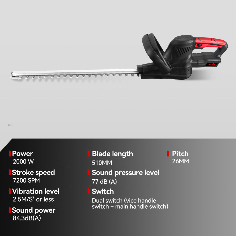 ONEVAN 510mm Cordless Brushless Hedge Trimmer | For Makita 18V Battery