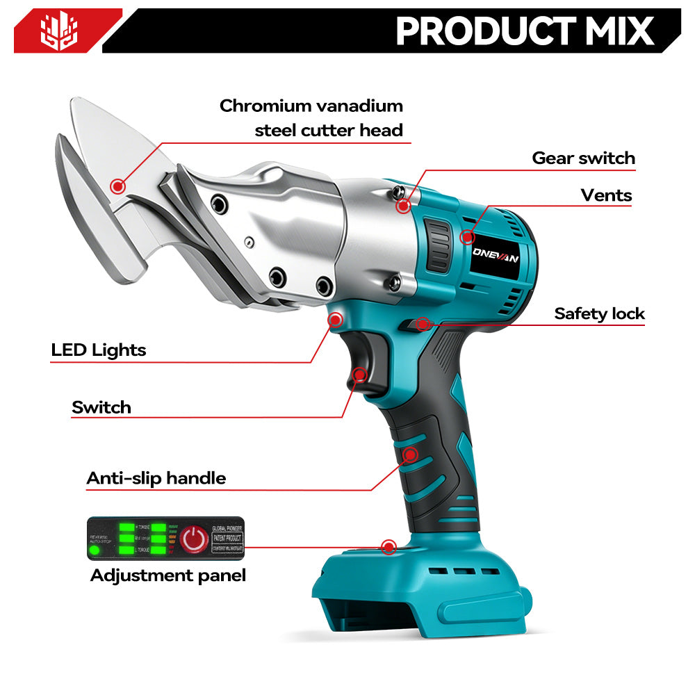 Tijeras eléctricas inalámbricas para metal ONEVAN | Para batería Makita de 18 V