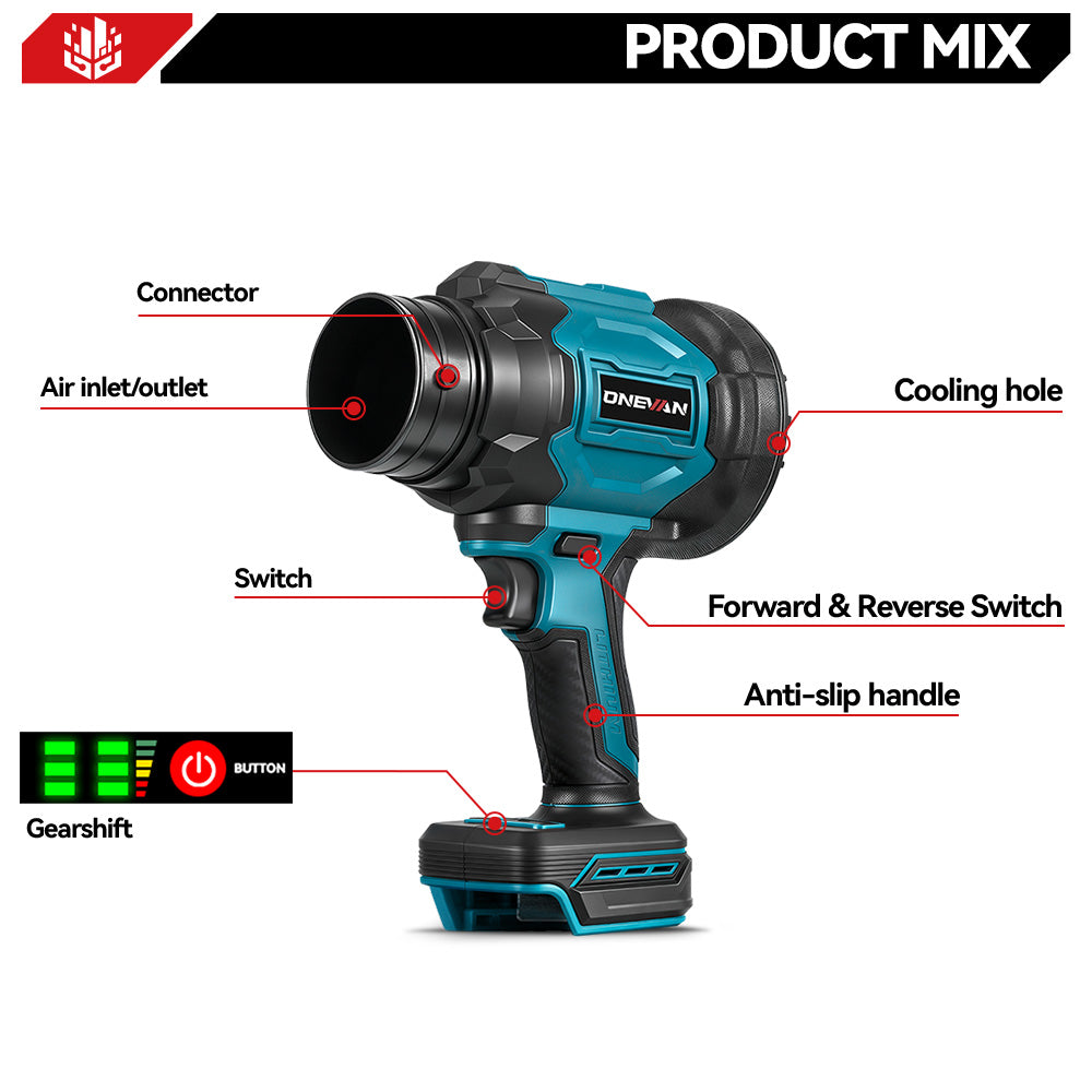 ONEVAN Brushless 2-in-1 Blower & Vacuum – 3 Speed Control | For Makita 18V Battery