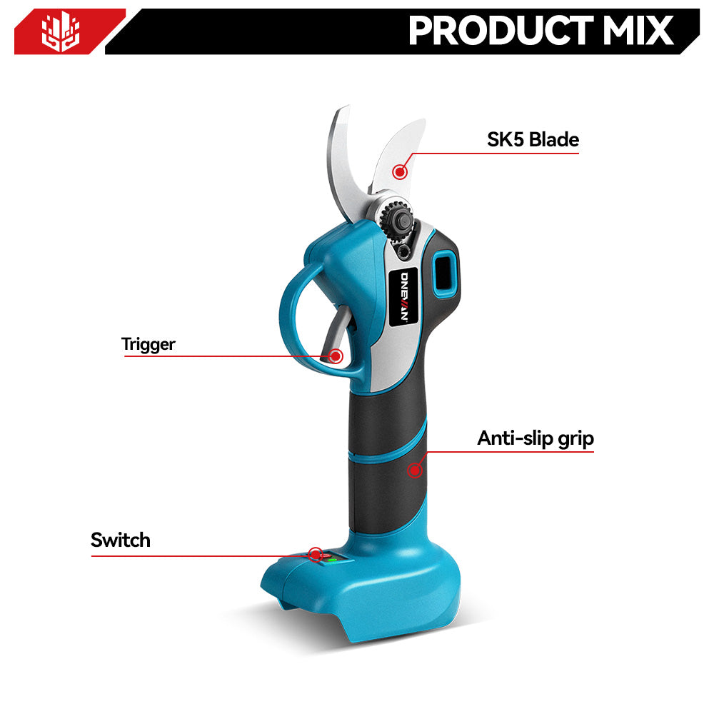 ONEVAN 30mm Brushless Cordless Pruning Shears Kit (2-Speed) | For Makita 18V Battery
