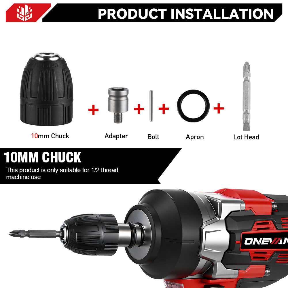 Chave de impacto elétrica sem escova ONEVAN 1/2" 1200N.m | Para bateria Makita 18V
