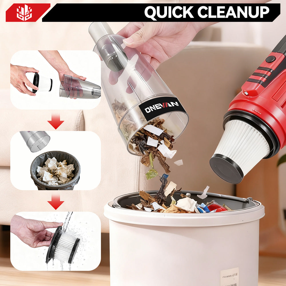 Aspiradora de mano inalámbrica ONEVAN de 0,6 l | Para batería Makita de 18 V