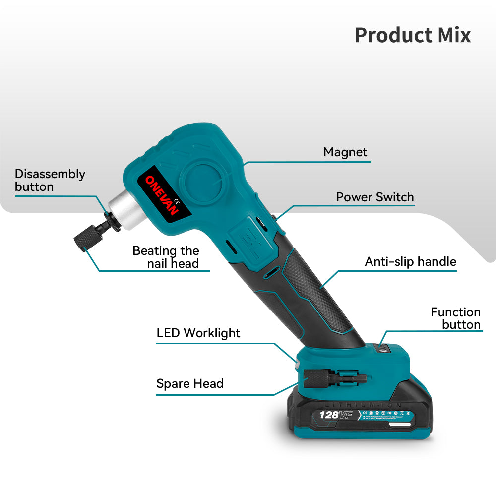 ONEVAN 20V Brushless Cordless Electric Auto Hammer | For Makita 18V Battery