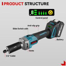 ONEVAN 6mm Brushless Cordless Die Grinder with 4-Speed Variable Adjustment | For Makita 18V Battery