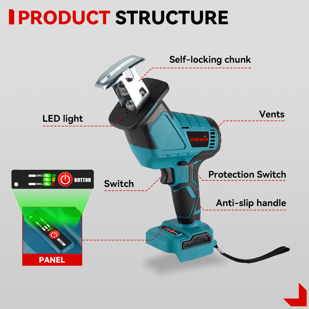 ONEVAN 15mm Brushless Cordless Reciprocating Saw | For Makita 18V Battery