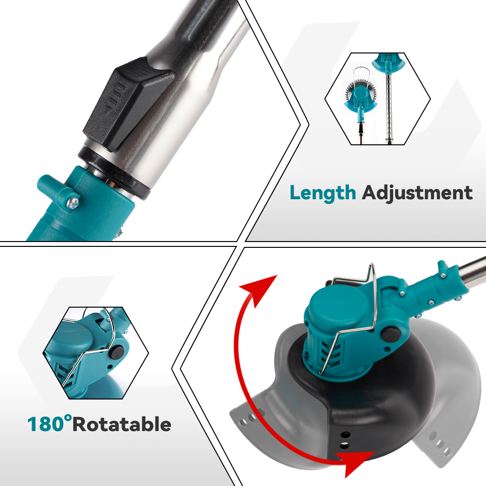 ONEVAN 300W Cordless Lawn Mower Brushed String Trimmer Foldable Brushcutter | For Makita 18V Battery