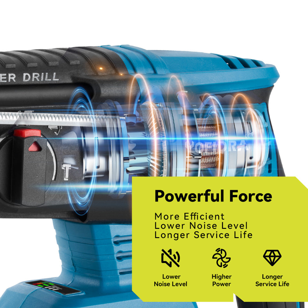 Taladro percutor inalámbrico ONEVAN de 26 mm y 1680 W sin escobillas | Para batería Makita de 18 V