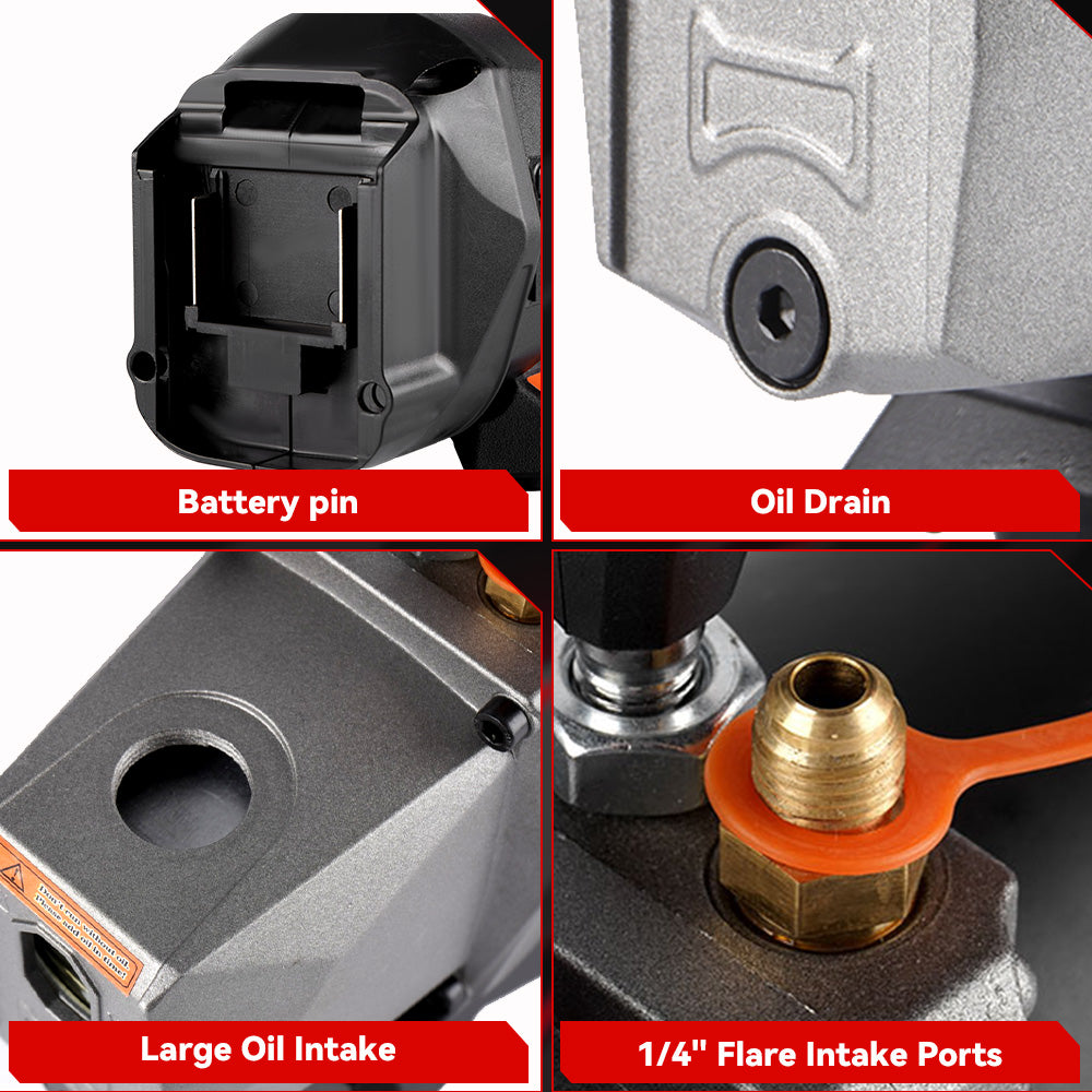 ONEVAN 7CFM 5PA Refrigerant Vacuum Pump for Car Household Air Conditioning | For Makita 18V Battery