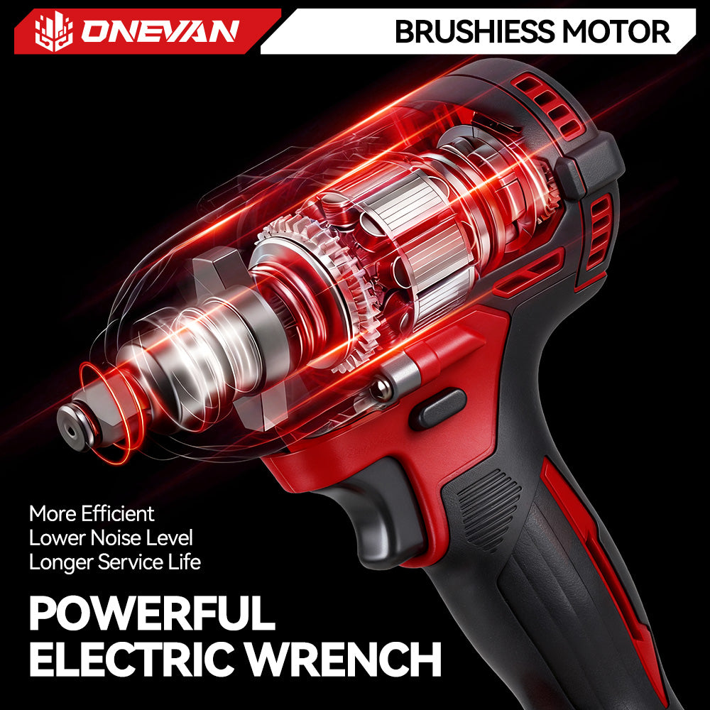 ONEVAN 1/2" 500N·m Brushless Cordless Impact Wrench (31-Piece Accessory) | For Makita 18V Battery