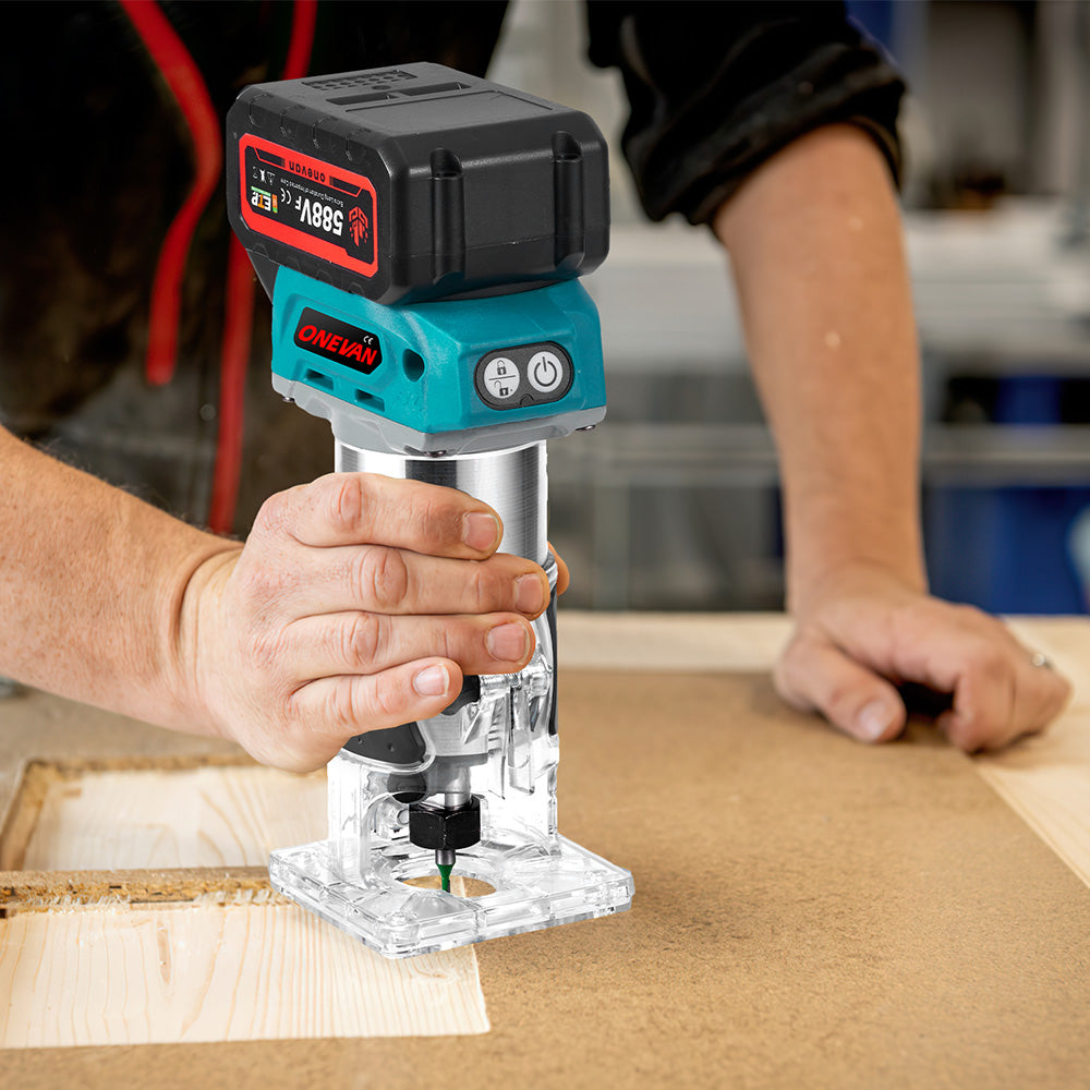 ONEVAN Cordless Woodworking Trimming Machine with Transparent Base | For 18V Makita Battery