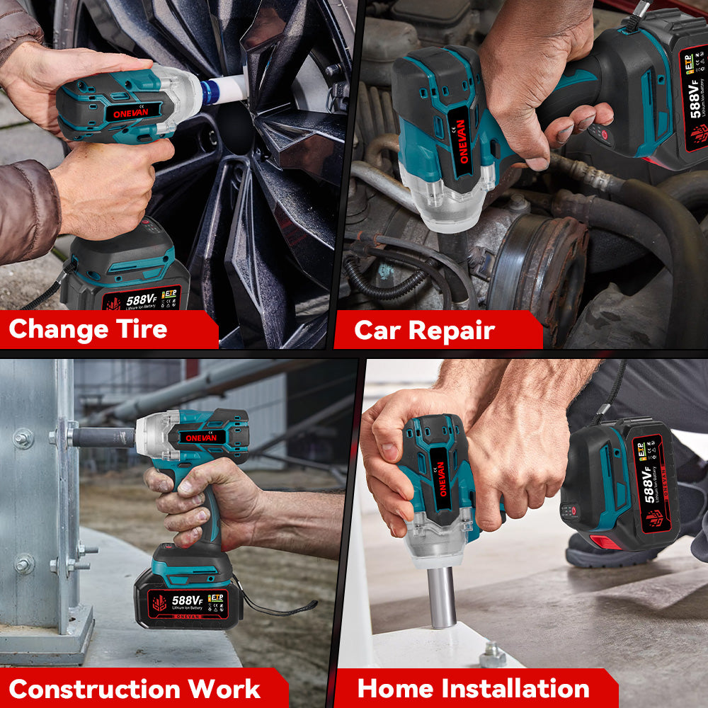 ONEVAN 1/2" 520N·m Cordless Impact Wrench | For Makita 18V Battery