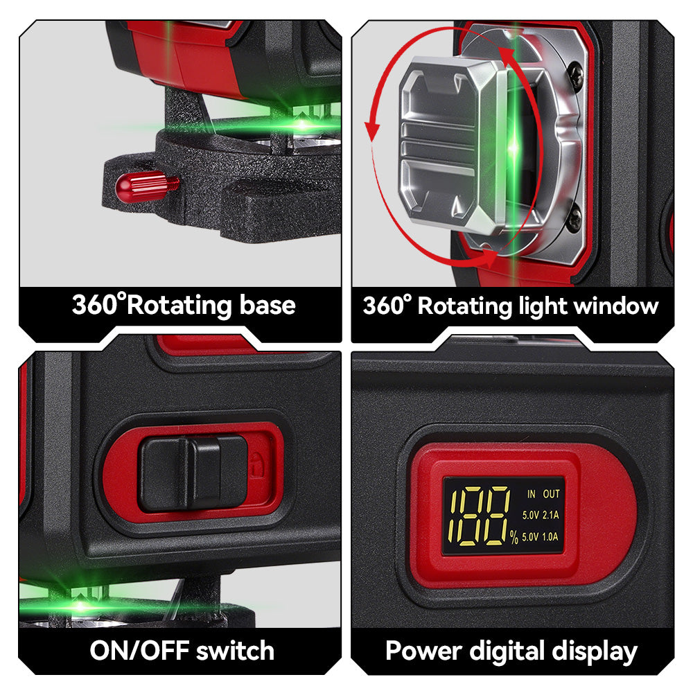 ONEVAN LK-822 Pro 16-Line 4D Laser Level | Metal Base & Lifting Platform | 1M Tripod Included