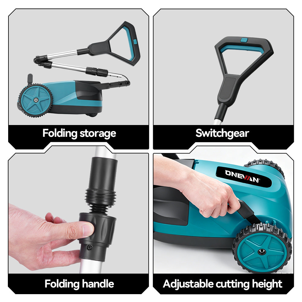 ONEVAN 21 cm Akku-Rasenmäher (bürstenlos) | 3 Schnitthöhenverstellung | Für Makita 18V Akku