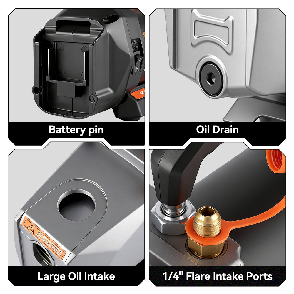 ONEVAN 7CFM 5PA Refrigerant Vacuum Pump for Car Household Air Conditioning | For Makita 18V Battery
