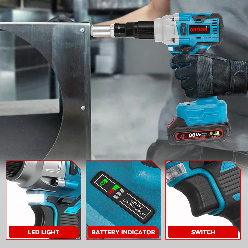 ONEVAN 2.4–5.0mm Cordless Rivet Gun Tool | For Makita 18V Battery