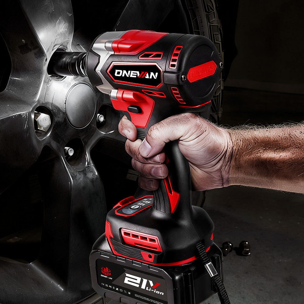 ONEVAN 1/2" 500N·m Brushless Cordless Impact Wrench (31-Piece Accessory) | For Makita 18V Battery